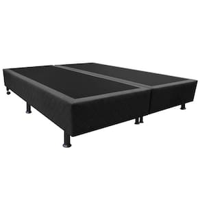 Base Box para Cama Casal King 192x203cm Bipartido Liz S05 Suede Bordado Preto - Mpozenato
