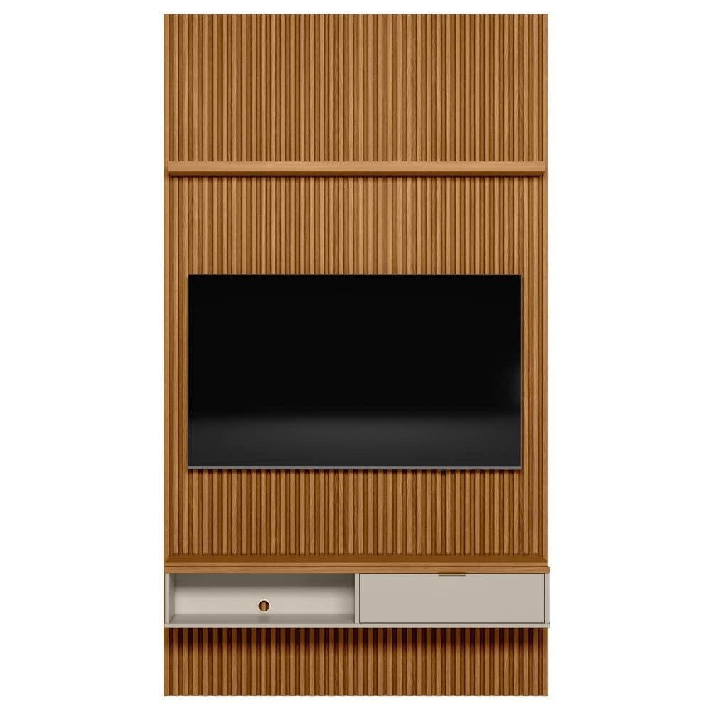 Painel Ripado para TV 60 Pol. com Bancada 141cm Prime Plus L06 Nature/Off White - Mpozenato