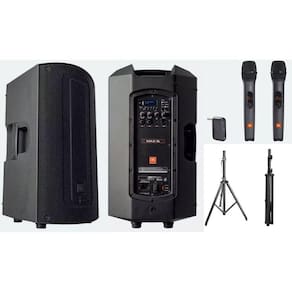 Caixa de Som JBL Max 15 A BT(PAR)+ 2 Mic sem fio + 2 tripés