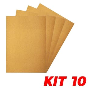 Kit 10 Lixa Folha Grão 80 Madeira Porta Acabamento 27X22Cm