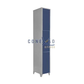 Armário Roupeiro De Aço Vestiário Academia 3 Portas Locker Azul Marinho