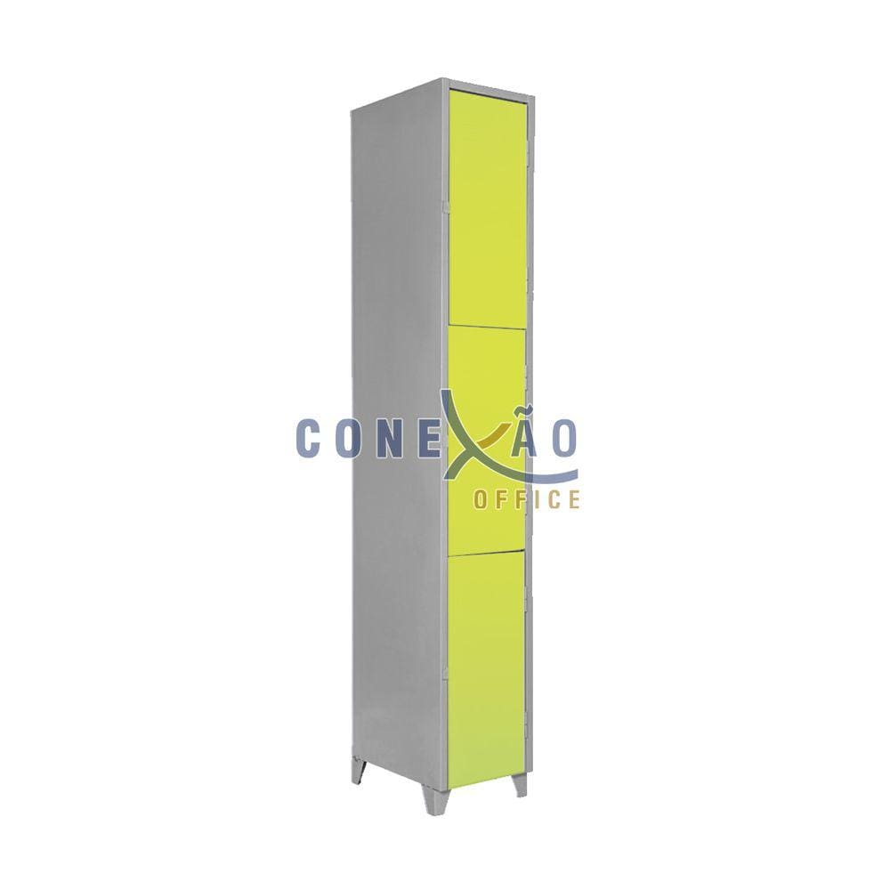 Armário Roupeiro De Aço Vestiário Academia 3 Portas Locker Amarelo