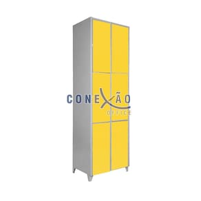 Armário Roupeiro De Aço Vestiário Academia 6 Portas Amarelo