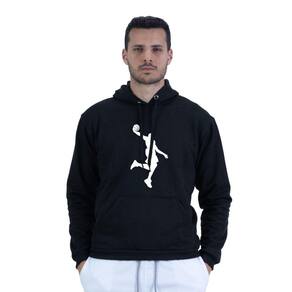 Moletom Masculino Algodao Estampa Jogador Enterrada Basquete Capuz Ajustavel Bolso Canguru