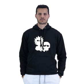 Moletom Masculino Algodao Confortavel Estampa Rick And Morty Bolso Canguru Capuz Ajustavel