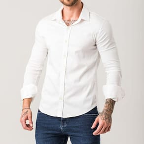 Camisa Social Masculina Slim Fit Branca Manga Longa Zune