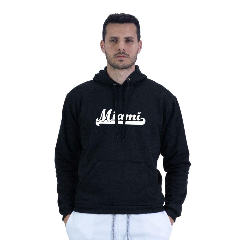 Moletom Inverno Masculino Estampa Miami Algodao Design Moderno Capuz Ajustavel Bolso Canguru