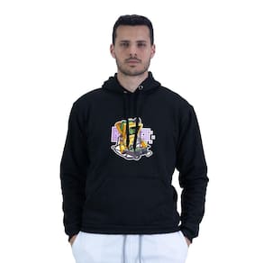 Moletom Masculino Algodao Confortavel Estampa Robo Mini Game Capuz Ajustavel Bolso Canguru
