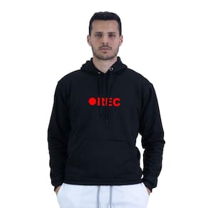 Moletom Inverno Masculino Estampado Gravaçao REC Algodao Bolso Canguru Capuz Ajustavel
