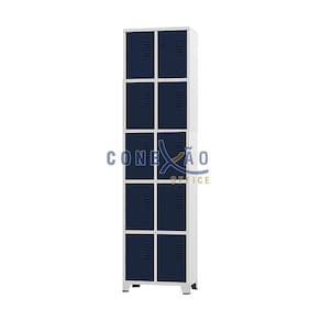 Armário Roupeiro De Aço 10 Portas Para Vestiário Azul Marinho