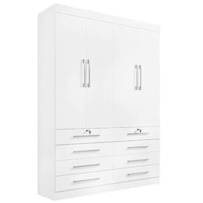 Guarda Roupa Monaco Solteiro 4 Portas 6 Gavetas D Doro Cor Branco