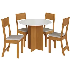 Mesa de Jantar Alice com 4 Cadeiras Indekes Freijó Off White