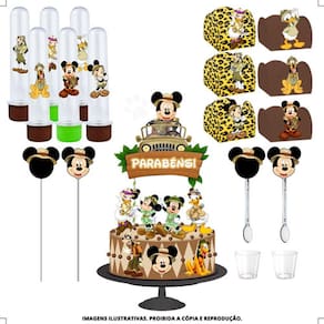 Kit Festa #kf Mickey Safari Forminha Tubete Topper