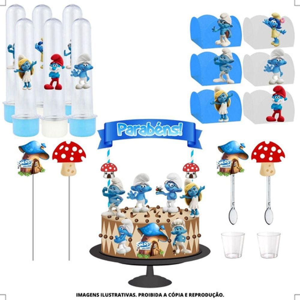 Kit Festa #kf Os Smurfs Forminha Tubete Topper