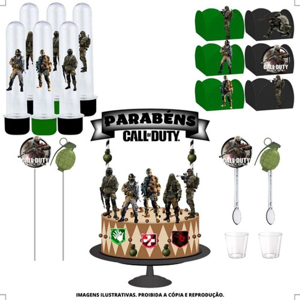 Kit Festa #kf Call Of Duty: Warzone Forminha Tubete Topper