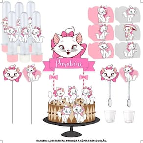 Kit Festa #kf Gatinha Marie Forminha Tubete Topper