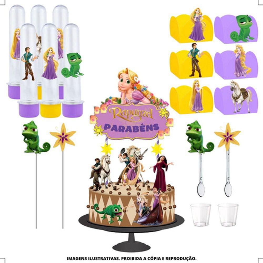 Kit Festa #kf Enrolados Forminha Tubete Topper