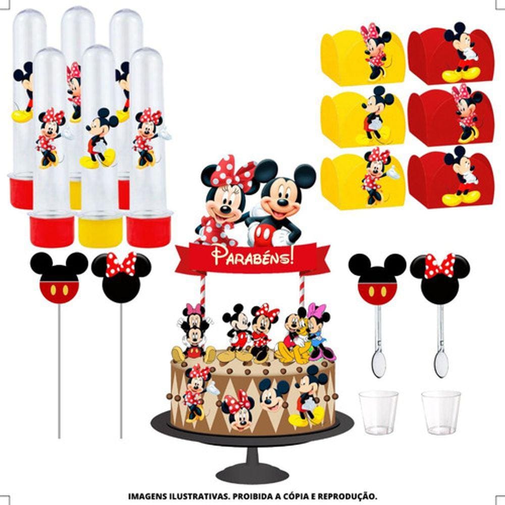 Kit Festa #kf Mickey E Minnie Forminha Tubete Topper
