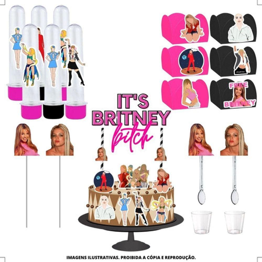 Kit Festa #kf Britney Spears Forminha Tubete Topper