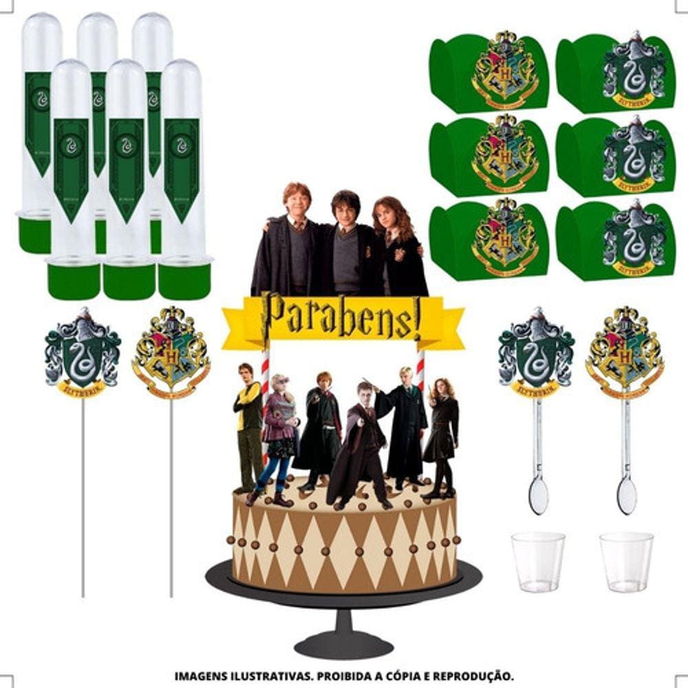Kit Festa #kf Sonserina Harry Potter Forminha Tubete Topper