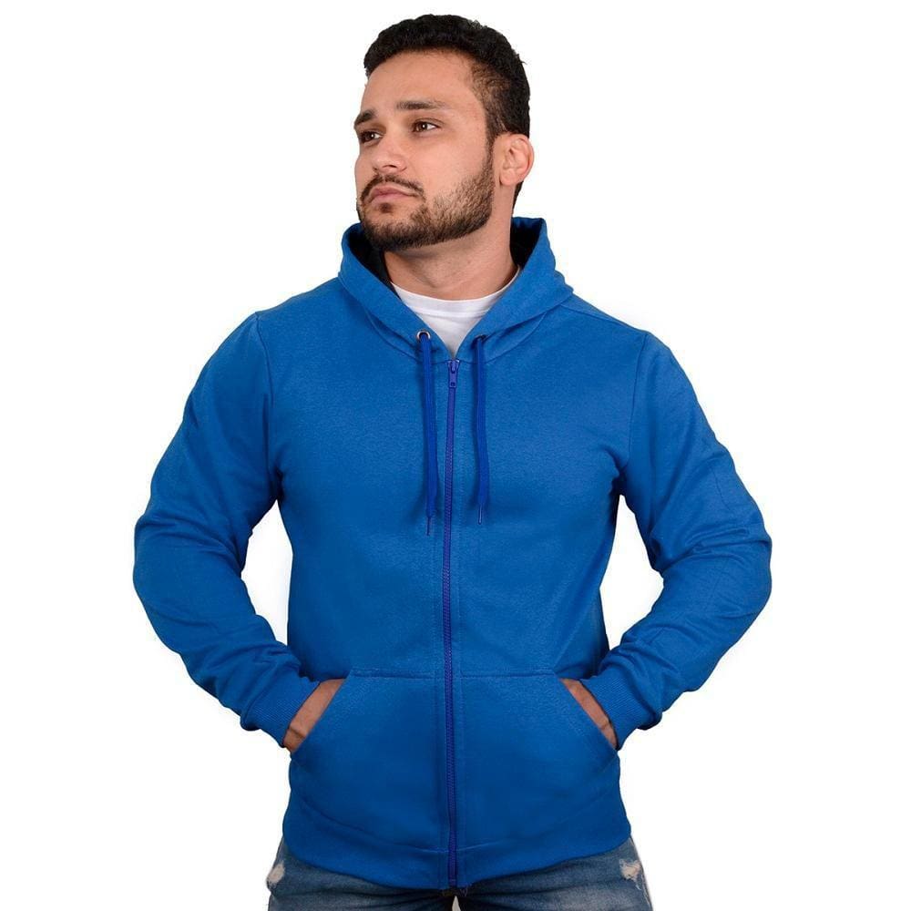 Moletom Masculino Conguru Ziper Liso Inverno Confort Azul