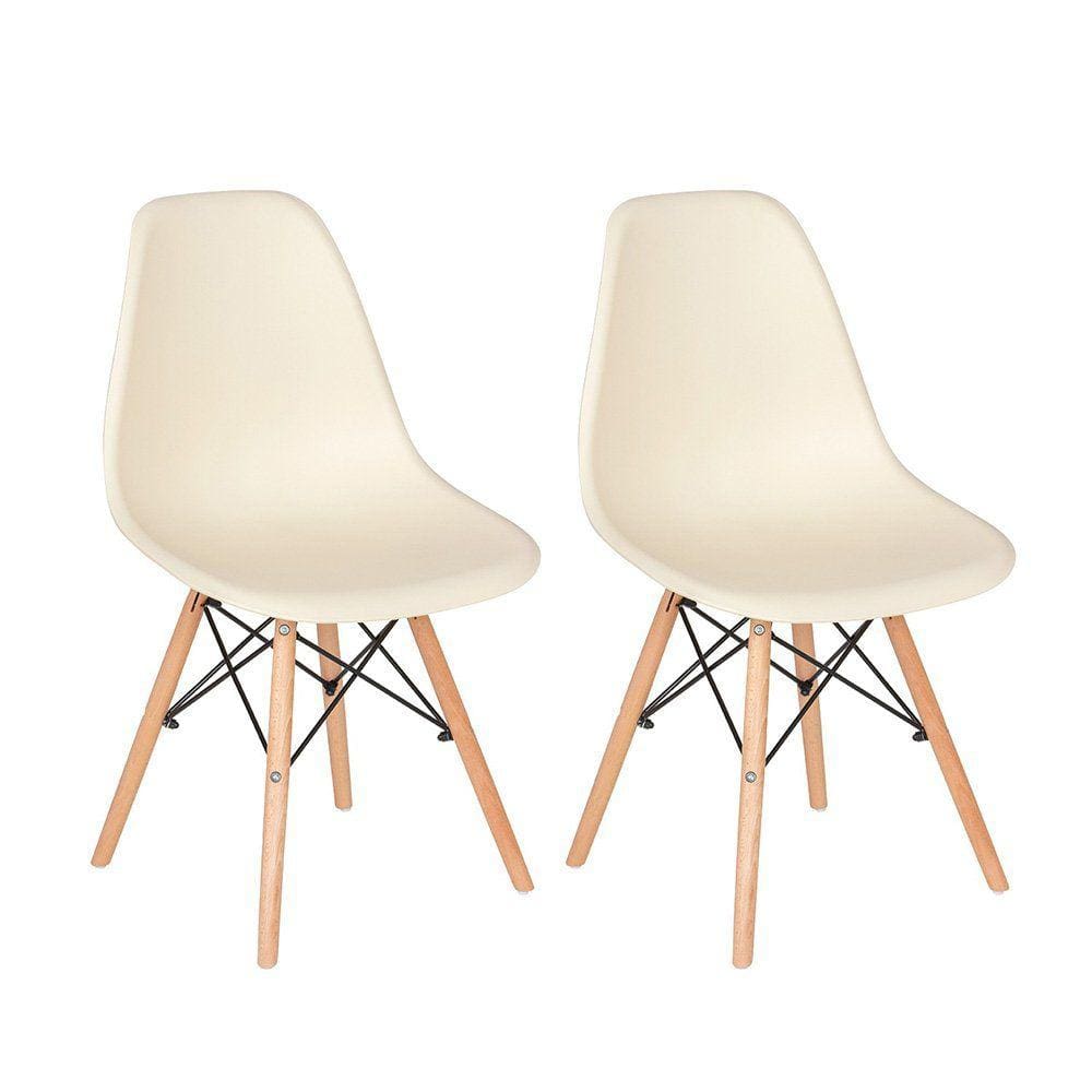 Kit 2 cadeiras Charles Eames Eiffel DSW com pés de madeira clara
