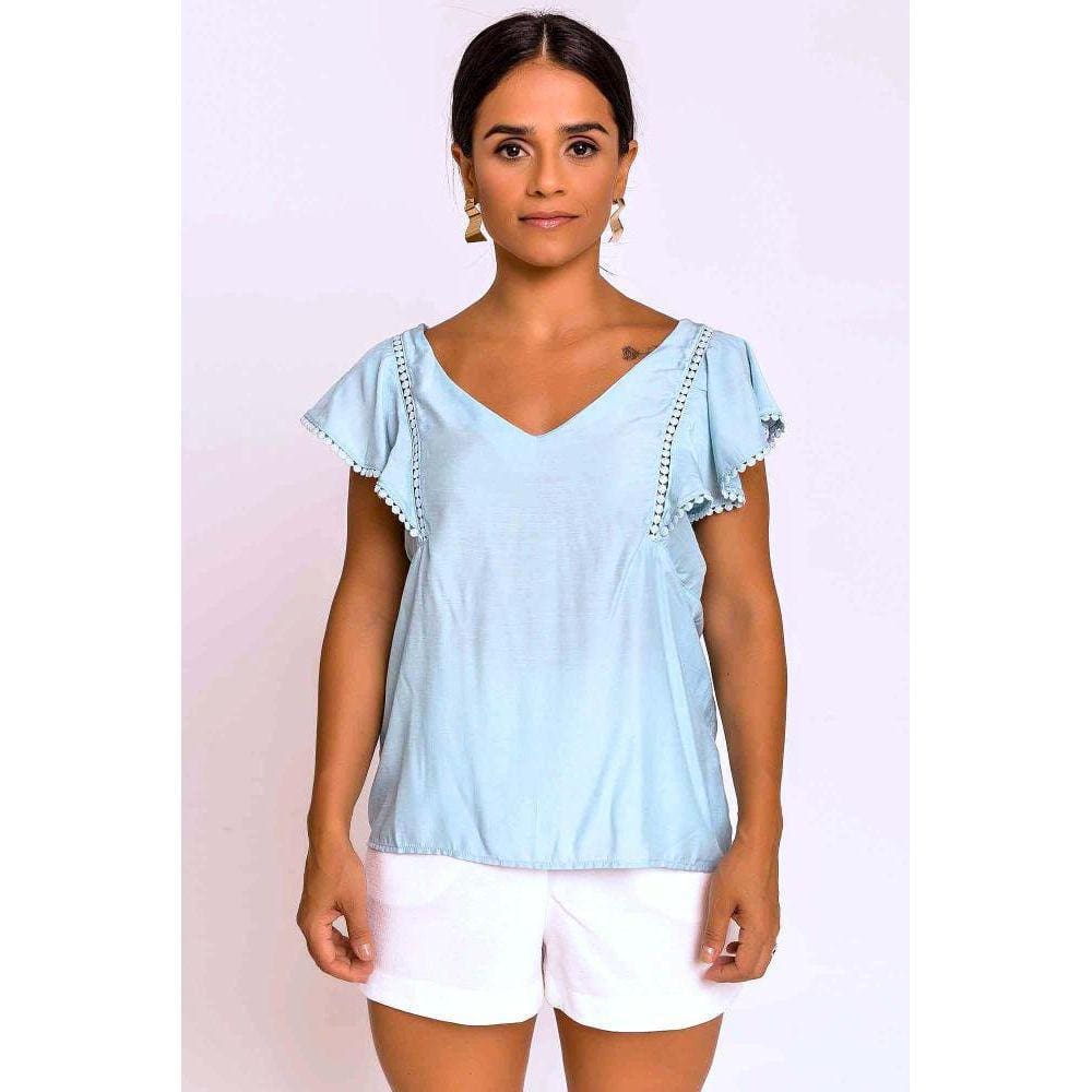 Blusa Viscolinho Babados Nas Magas