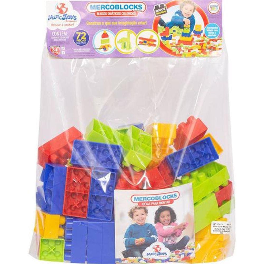 Kit Blocos De Montar Com 72 Peças Mercotoys Ref 305