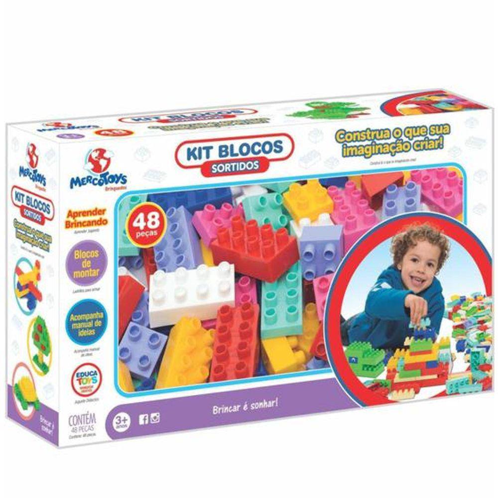 Kit Blocos De Montar Com 48 Peças Mercotoys Ref 302
