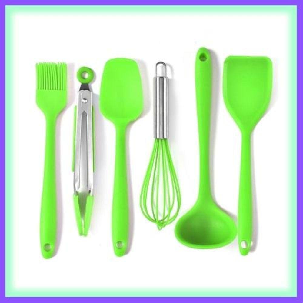 Kit Silicone Maciço: Utensílios Cozinha VERDE - 5 Peças