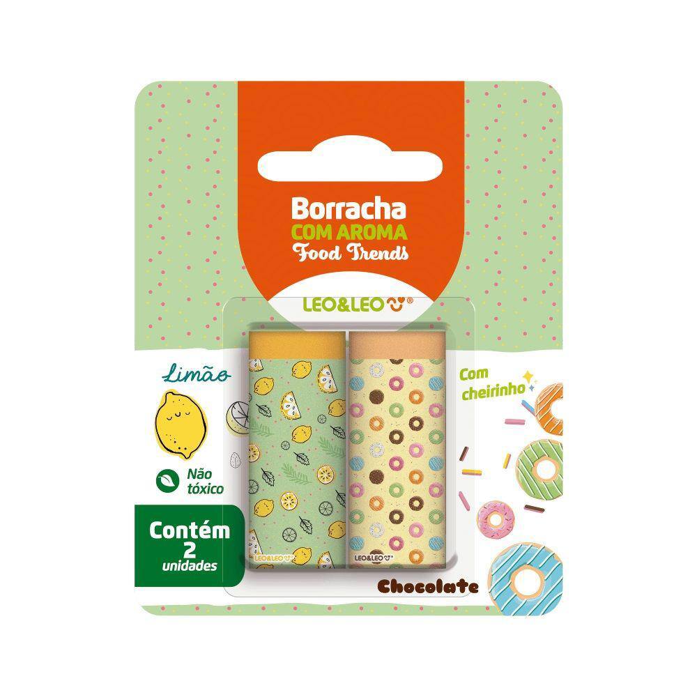 Borracha Escolar Aromatizada Food Trends Divisível com Cheirinho Aroma - Leo&Leo