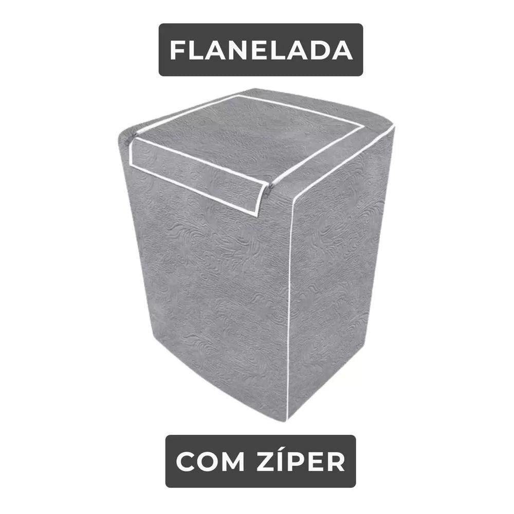 Capa de Máquina de Lavar Electrolux Brastemp 7kg 8kg 9kg 10kg P com Zíper Cinza
