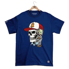Camiseta DBL Gola Redonda Estampa CAVEIRA Streetwear fio 30.1 Penteado.