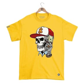 Camiseta DBL Gola Redonda Estampa CAVEIRA Streetwear fio 30.1 Penteado.