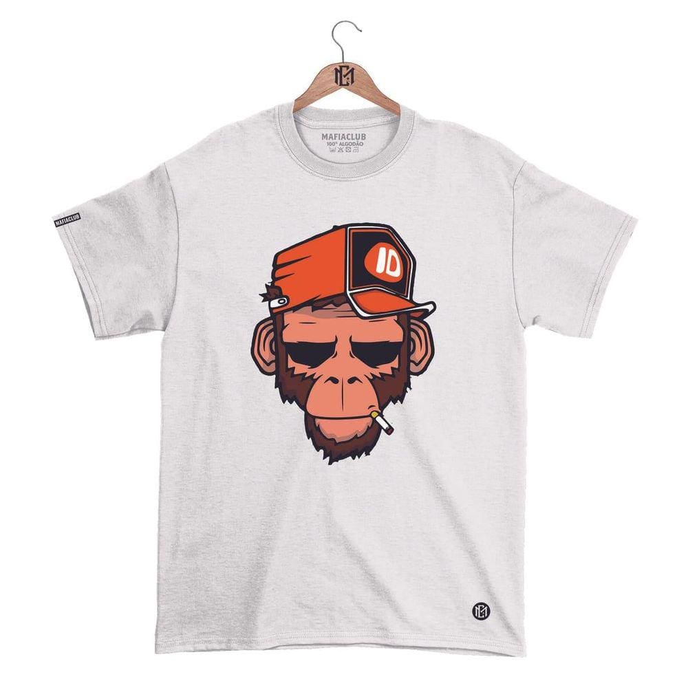 Camiseta Máfia club Gola Redonda Estampa MONKEY Streetwear fio 30.1 Penteado.
