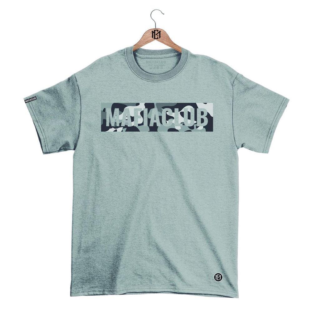 Camiseta Mafia Club Gola Redonda Estampa Camuflada Streetwear fio 30.1 Penteado