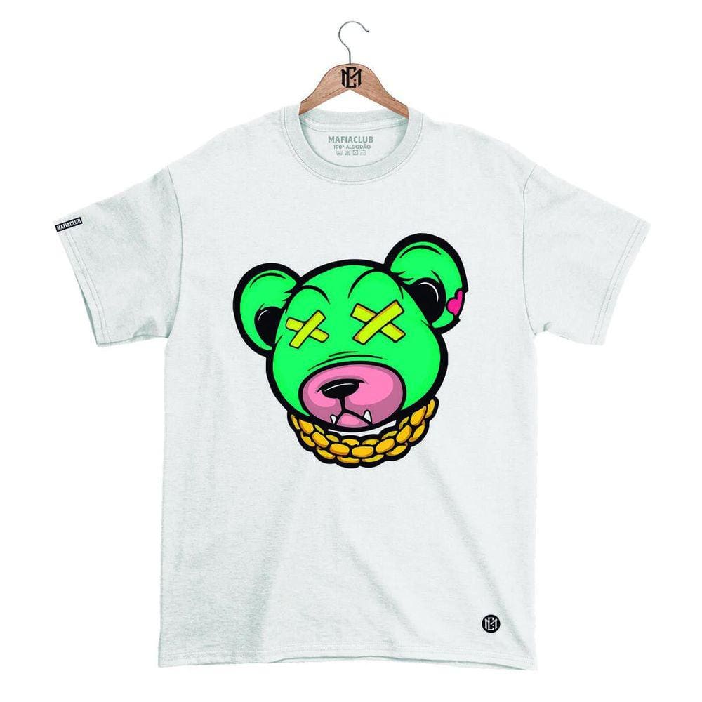 Camiseta Máfia club Gola Redonda Estampa URSO XX 3 Streetwear fio 30.1 Penteado.