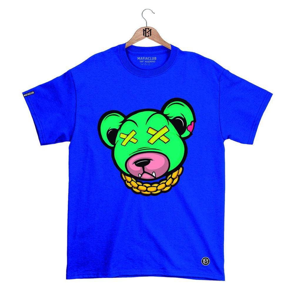 Camiseta Máfia club Gola Redonda Estampa URSO XX 3 Streetwear fio 30.1 Penteado.