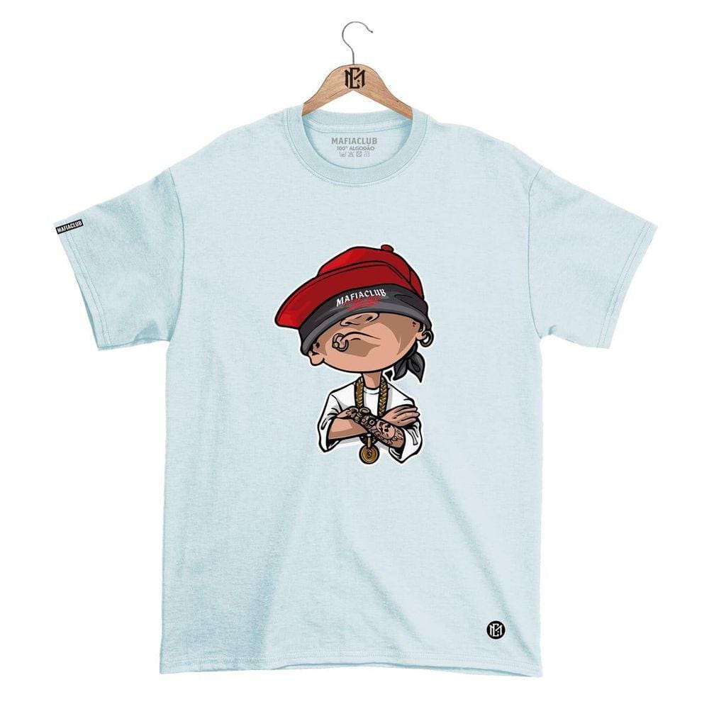 Camiseta Mafiaclub Gola Redonda Estampa CARA MC 2 Streetwear fio 30.1 Penteado