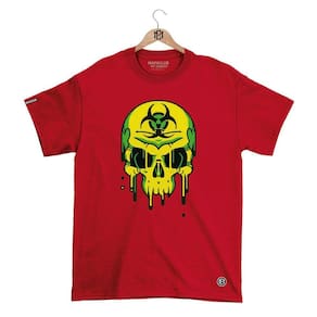 Camiseta Mafiaclub Gola Redonda Estampa CAVEIRA RADIOATIVA Streetwear fio 30.1 Penteado