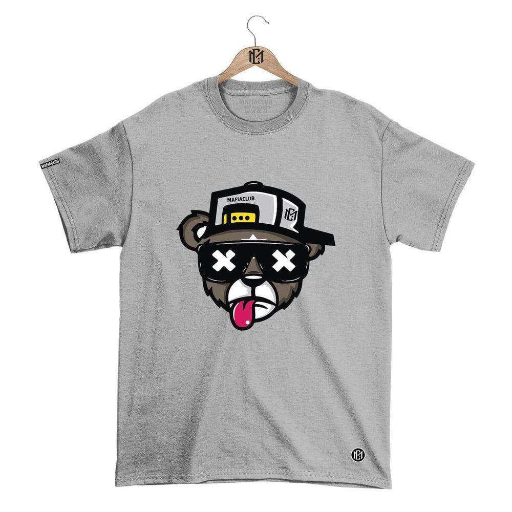 Camiseta Mafiaclub Gola Redonda Estampa URSO l Streetwear fio 30.1 Penteado