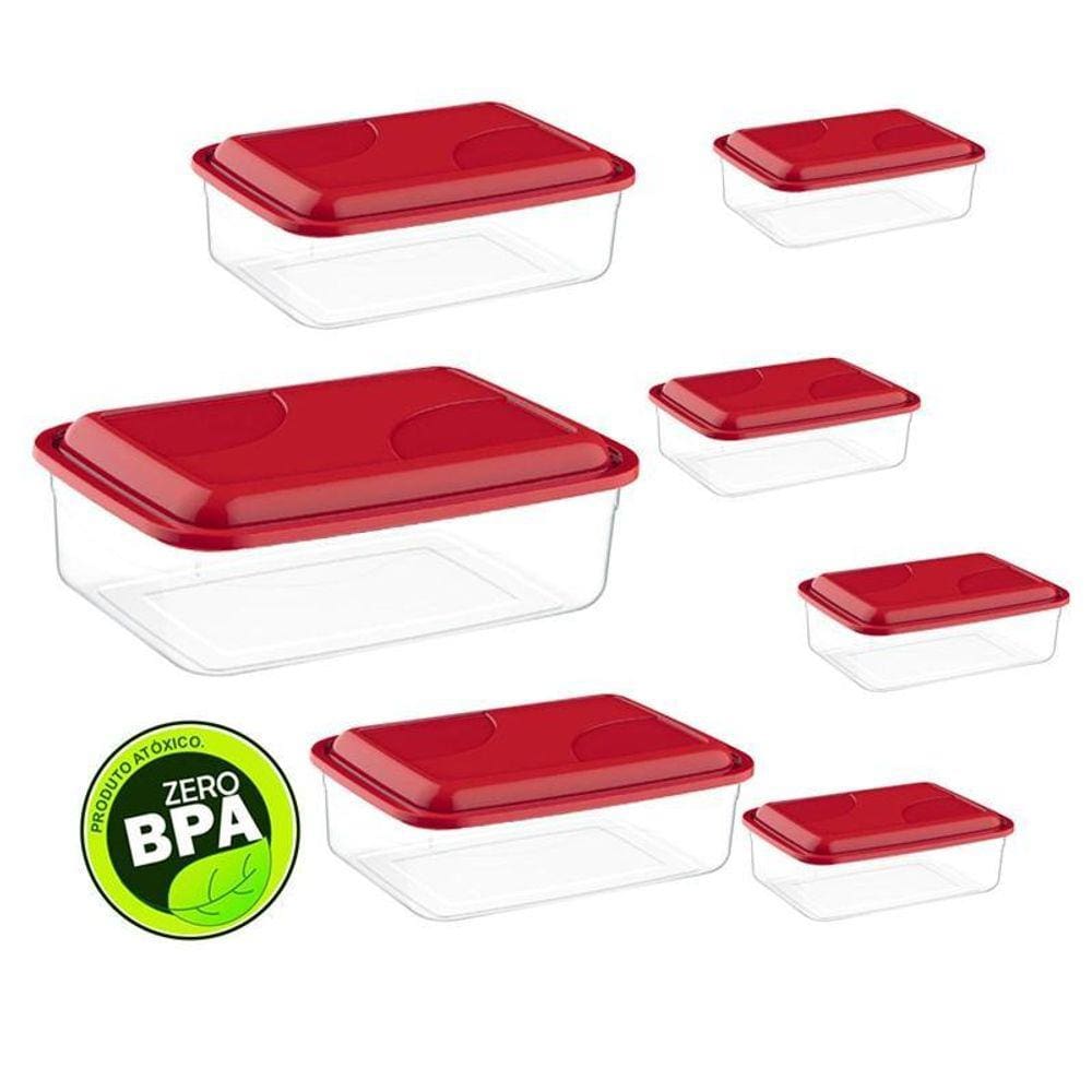 Kit 7 Potes Retangulares Com Tampa Pp 406 Colors Uninjet