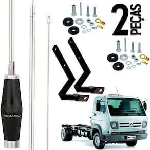 2 Antena Px Mini Maria Mole Inox 1,40m Alongador 60cm Vw Frontal Dianteiro Delivery Parafusos