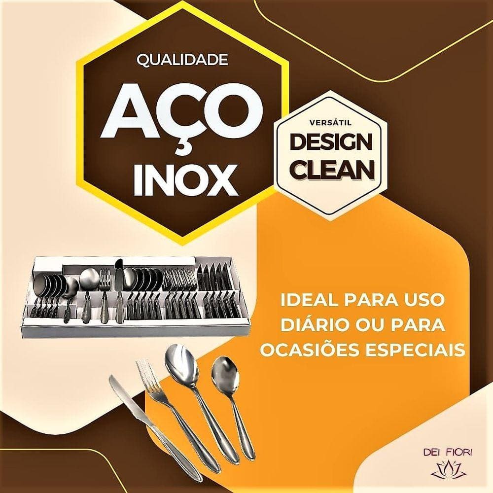 Jogo De Talheres 24 Peças Jantar Garfo Faca Colher Em Inox