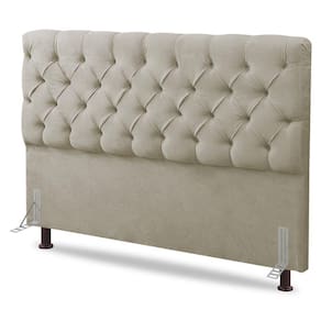Cabeceira Cama Box Solteiro Lylla 90cm Capitonê com Frame Sintético Bege - Desk Design