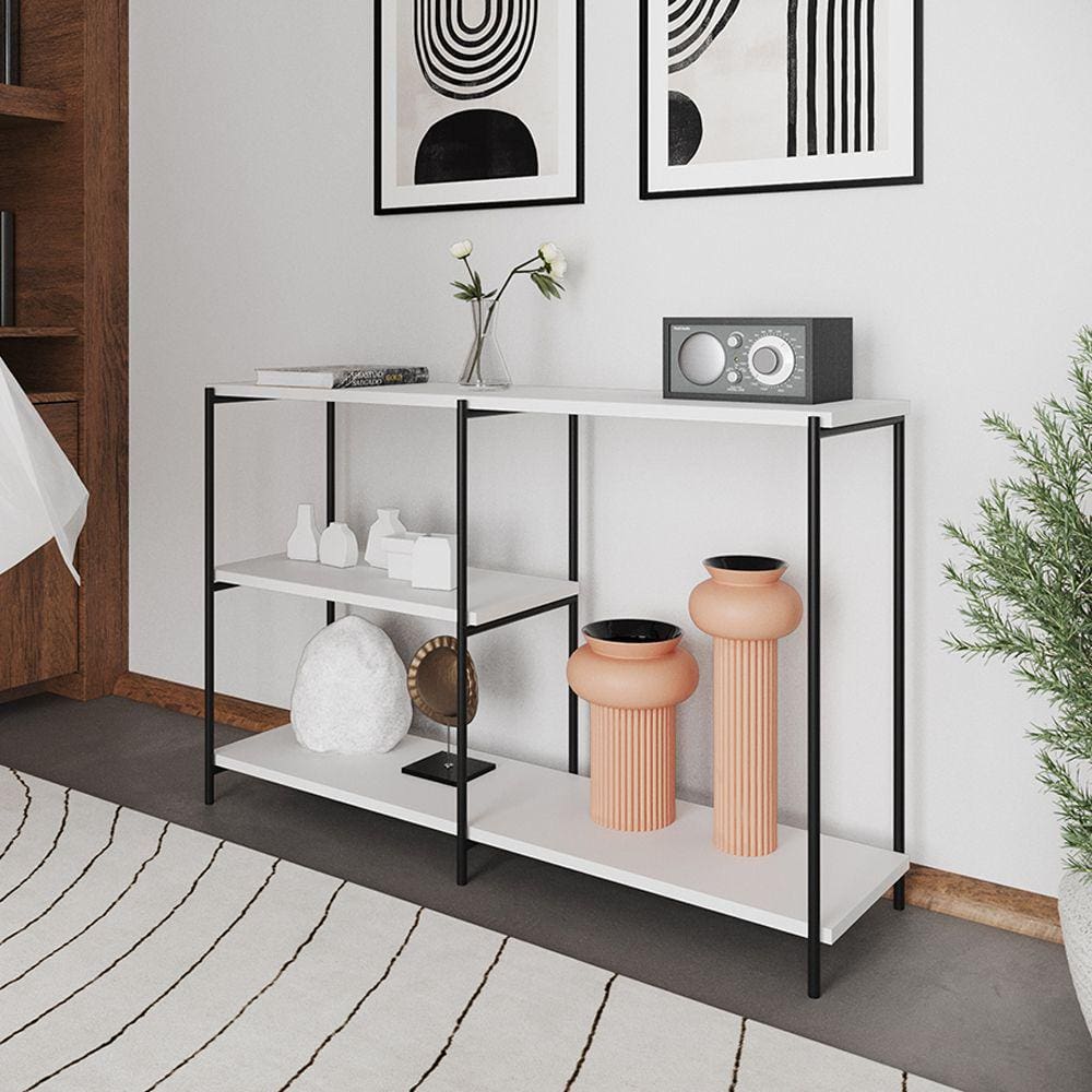 Aparador Industrial Artesania Preto e Branco 120cm