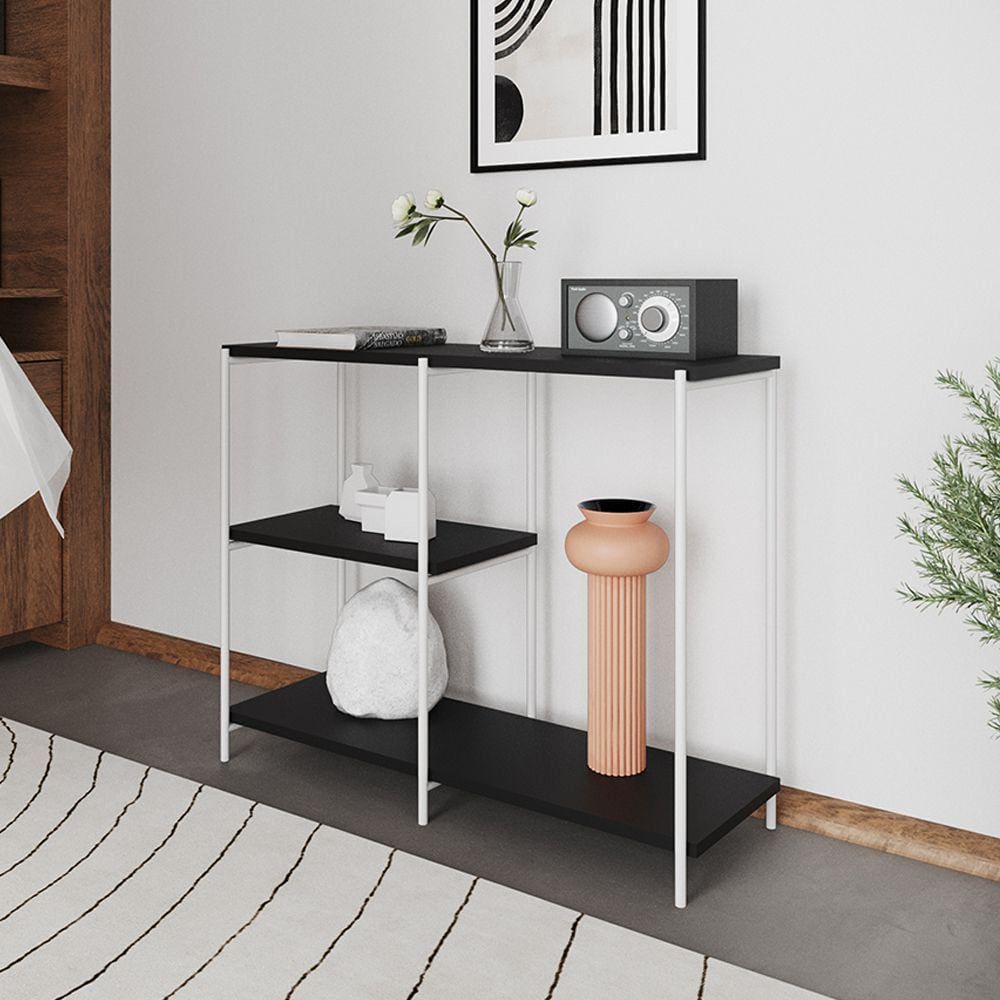 Aparador Industrial Artesania Branco e Preto 95cm