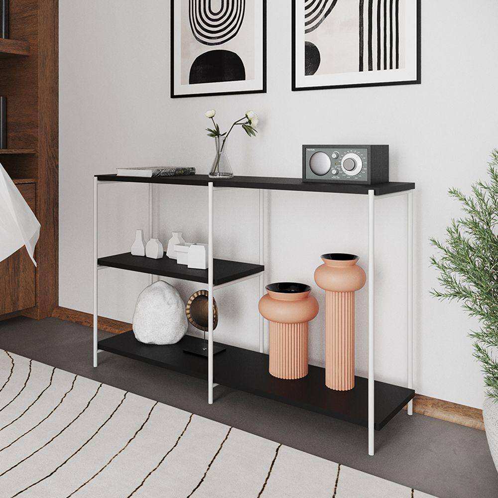 Aparador Industrial Artesania Branco e Preto  120cm