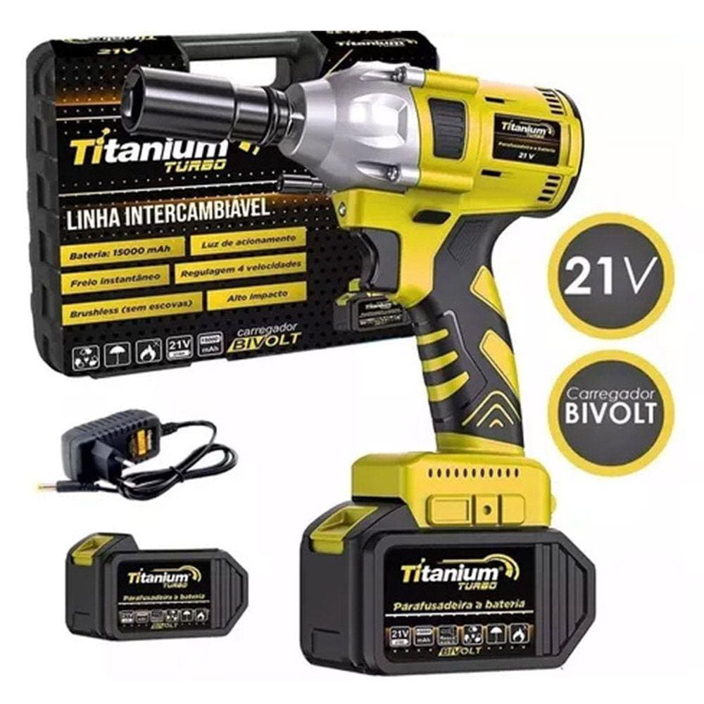Chave de Impacto À Bateria 21v Brushless 1/2" Titanium