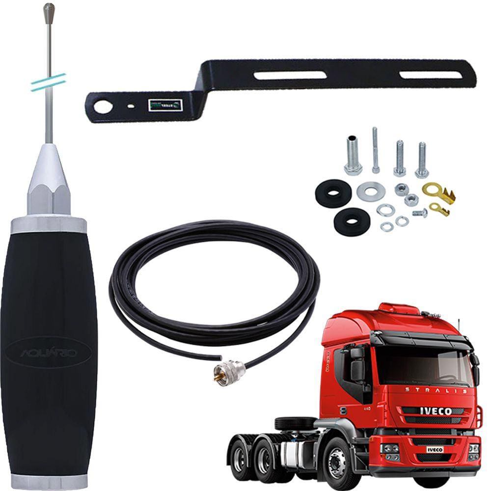 Antena Px Maria Mole Inox 2,7m Cabo 5,5m Iveco Stralis Parafusos Anti-furto